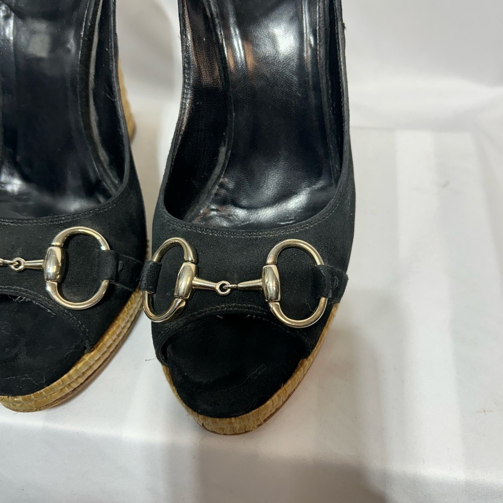 GUCCI espadrilles wedges with horsebit design and ankle strap. Size 8. B… - Picture 4 of 15